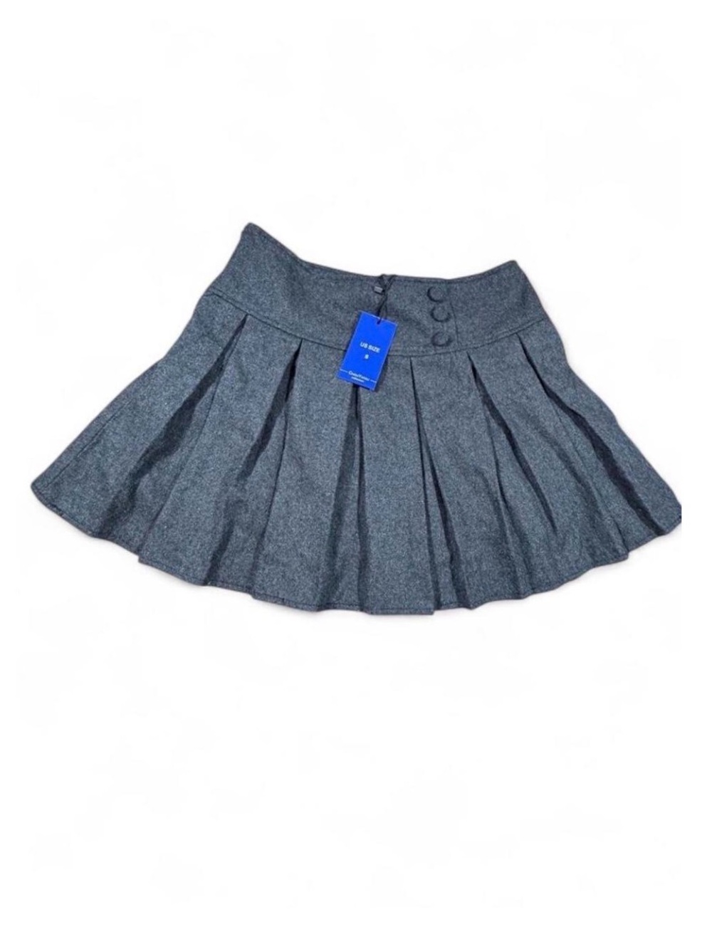 NWT ChouYatou Gray Wool Blend Pleated Mini Skirt Women's L Preppy Schoolgirl